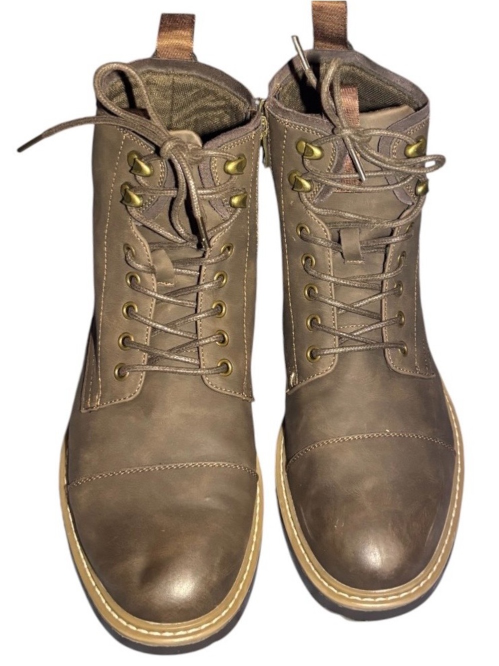 Vostey Brown Lace-Up Men's Motorcycle Boots Size 9.5